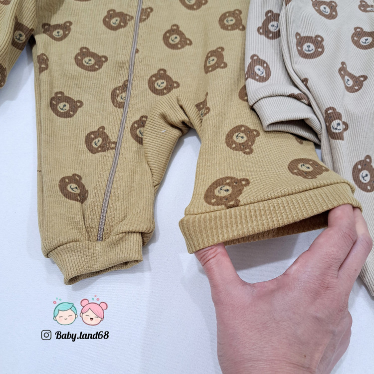 سرهمی کشی زیپی کبریتی تمام چاپ خرسی نوزادی تا یک سال