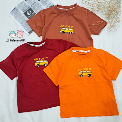 تیشرت تک بچگانه پسرانه ۲ تا ۱۳ سال سایز ۴۰ تا ۶۵ قواره بزرگ جنس پنبه طرح ماشین گلدوزی شده