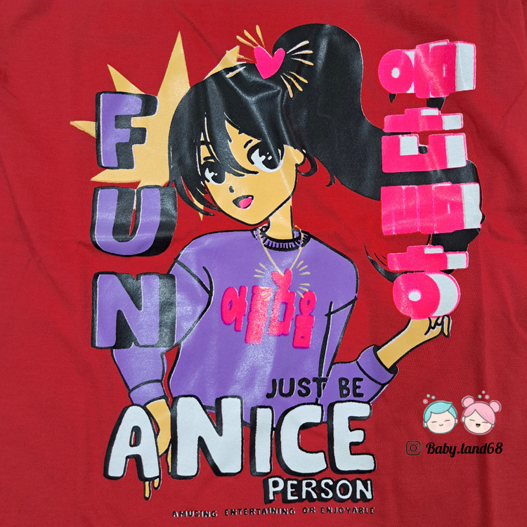 طرح دخترک روی تیشرت تک دخترانه جنس پنبه درجه یک سایز ۵۰ تا ۶۵