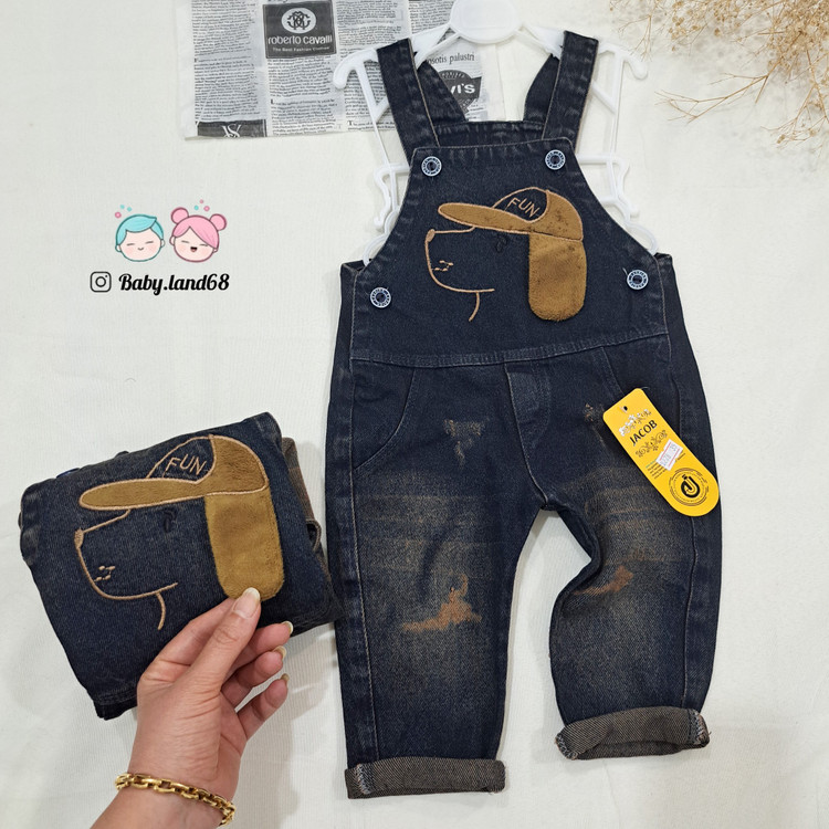 بیلر جین بچگانه اسپرت طرح هاپو مناسب ۶ ماه تا ۳ سال رنگ سورمه ای تیره تینت موکا