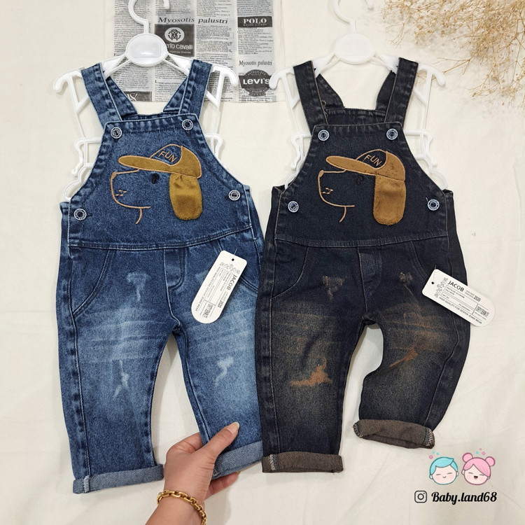 بیلر جین اسپرت بچگانه دخترانه و پسرانه مناسب ۶ ماه تا ۳ سال جنس لی گرم بالا سنگشور شده طرح هاپو