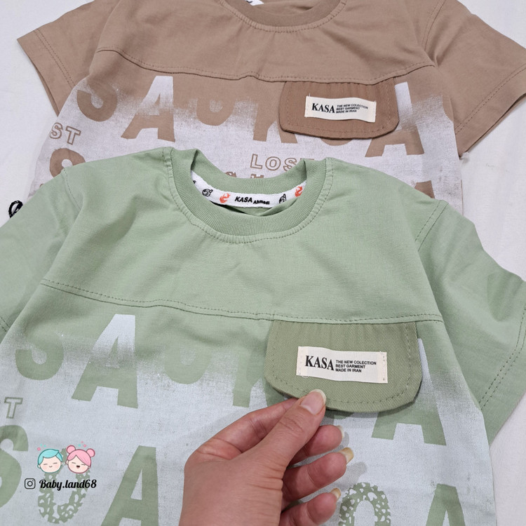 جیب نما روی تیشرت بچگانه اسپرت طرح حروف سایز ۳۵ تا ۵۰