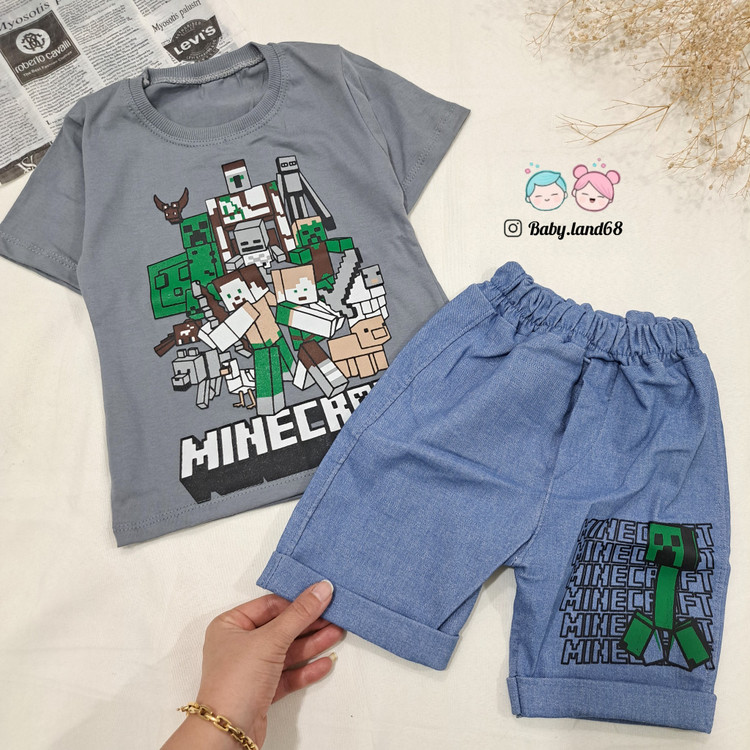 ست بیرونی تیشرت و شلوارک لی بچگانه پسرانه ۲ تا ۹ سال سایز ۴۰ تا ۵۵