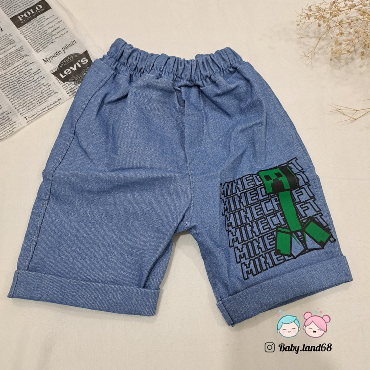 شلوارک لی بچگانه پسرانه ۲ تا ۹ سال دارای کشسانی طرح ماینکرافت