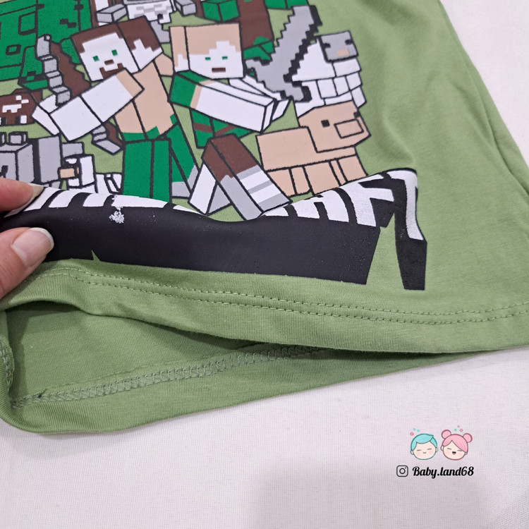دوخت تمیز داخل تیشرت پنبه بچگانه پسرانه سایز ۴۰ تا ۵۵ طرح ماینکرافت
