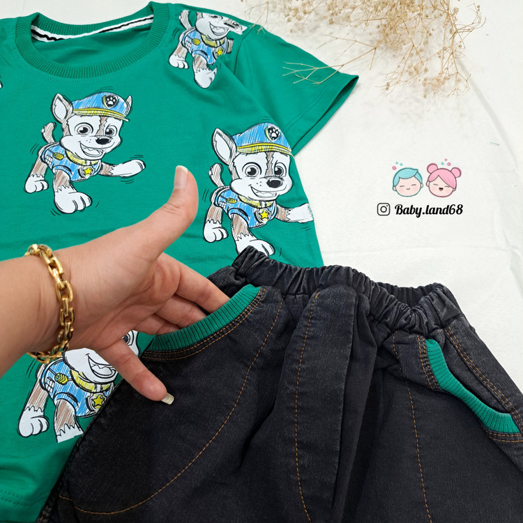 جیب شلوارک لی کشی بچگانه ۶ تا ۹ سال سایز ۵۰ و ۵۵