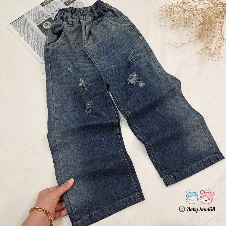 شلوار لی بگ اسپرت بچگانه و نوجوان سایز ۶۵ تا ۱۰۰ مناسب ۶ تا ۱۸ سال کمر کش جنس پارچه لی پر اعلا، سنگشور شده و شست خورده ،رنگ شست تینت یخی