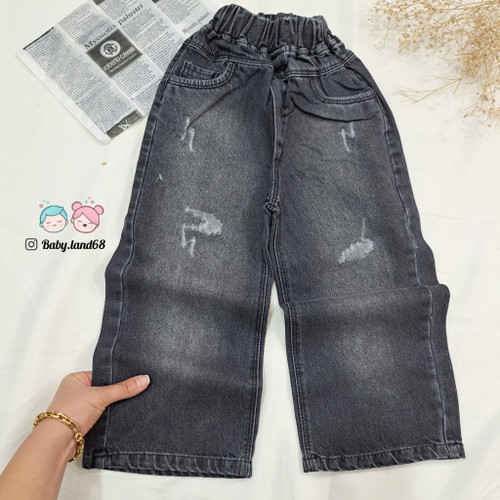 شلوار لی بگ اسپرت بچگانه و نوجوان سایز ۶۵ تا ۱۰۰ مناسب ۶ تا ۱۷ سال کمر کش جنس پارچه لی پر اعلا گرم بالا رنگ ذغالی