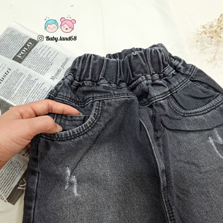 جیب شلوار لی بگ گرم بالا بچگانه و نوجوان ۶ تا ۱۷ سال سایز ۶۵ تا ۱۰۰ رنگ ذغالی