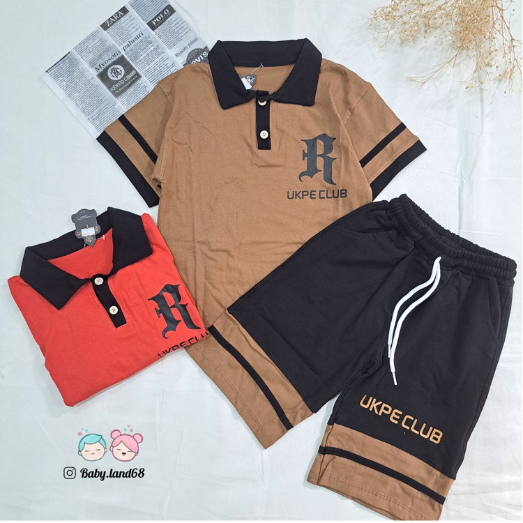 ست تیشرت و شلوارک پسرانه بچگانه ۴ تا ۱۳ سال سایز ۴۵ تا ۶۰ قواره دار جنس پنبه لاکرادار جلو دکمه دار مناسب بهار و تابستان