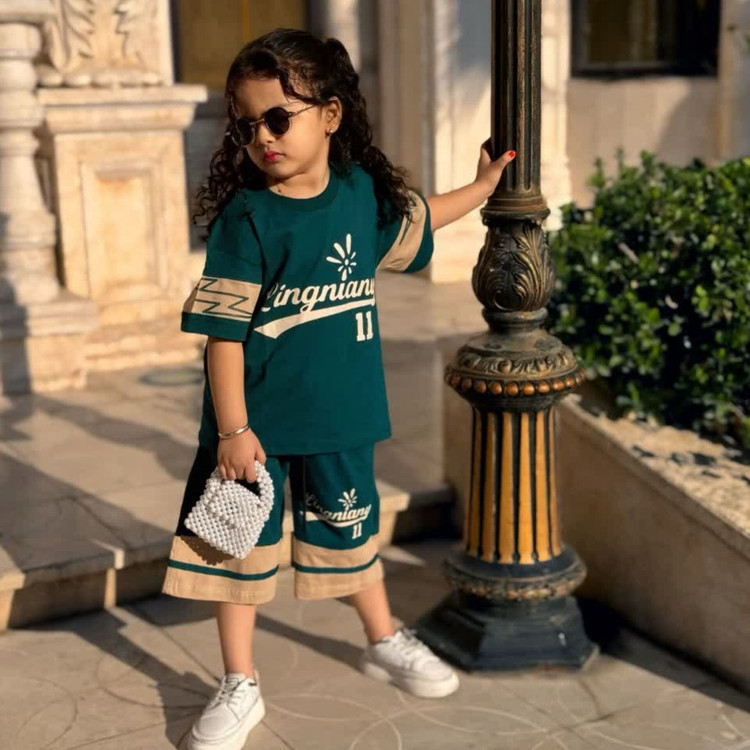 تنخور شیک ست تیشرت و شلوارک پنبه ای اسپرت بچگانه ۴ تا ۱۳ سال سایز ۴۵ تا ۶۰ قواره دار